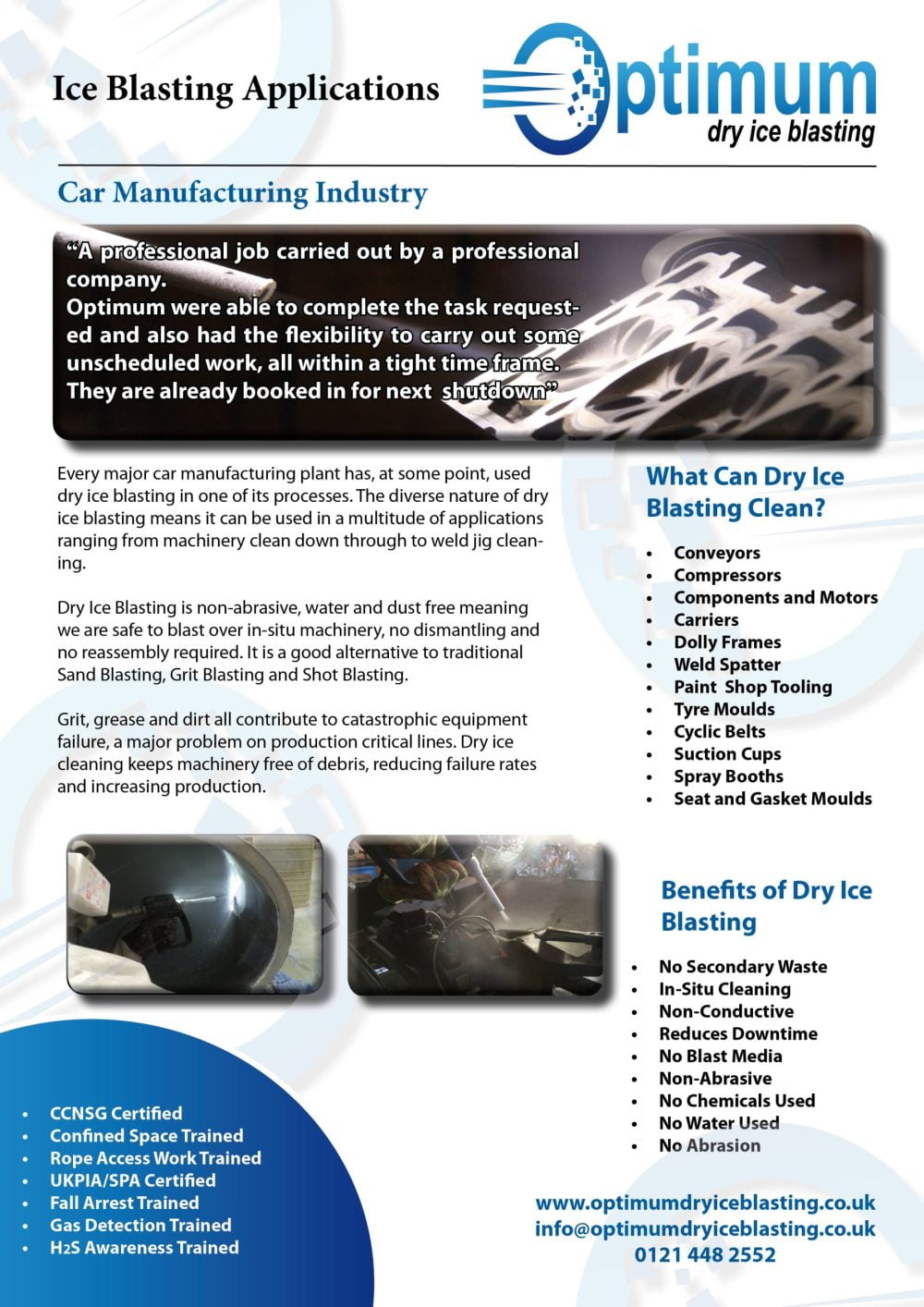 Car Manufacturing Sector PDF dry ice blasting testimonials car industry