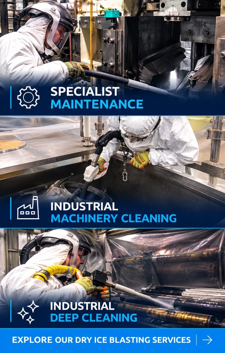 Dry-Ice-Blasting-Industrial-Services Industrial dry ice blasting services for specialist machinery cleaning and maintenance